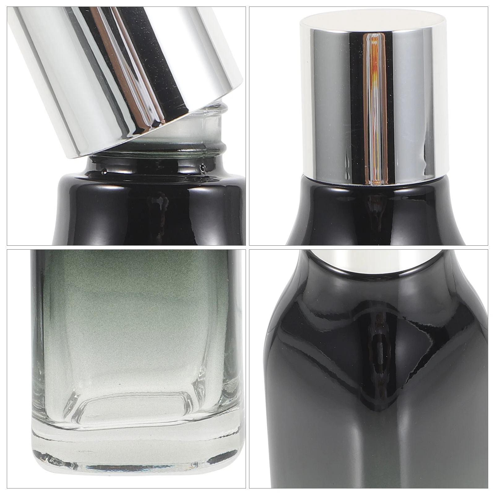

2Pcs Gradient Black Empty Bottles Portable Glass Makeup Dispenser Small Leak-Proof Liquid Containers Makeup Bottles