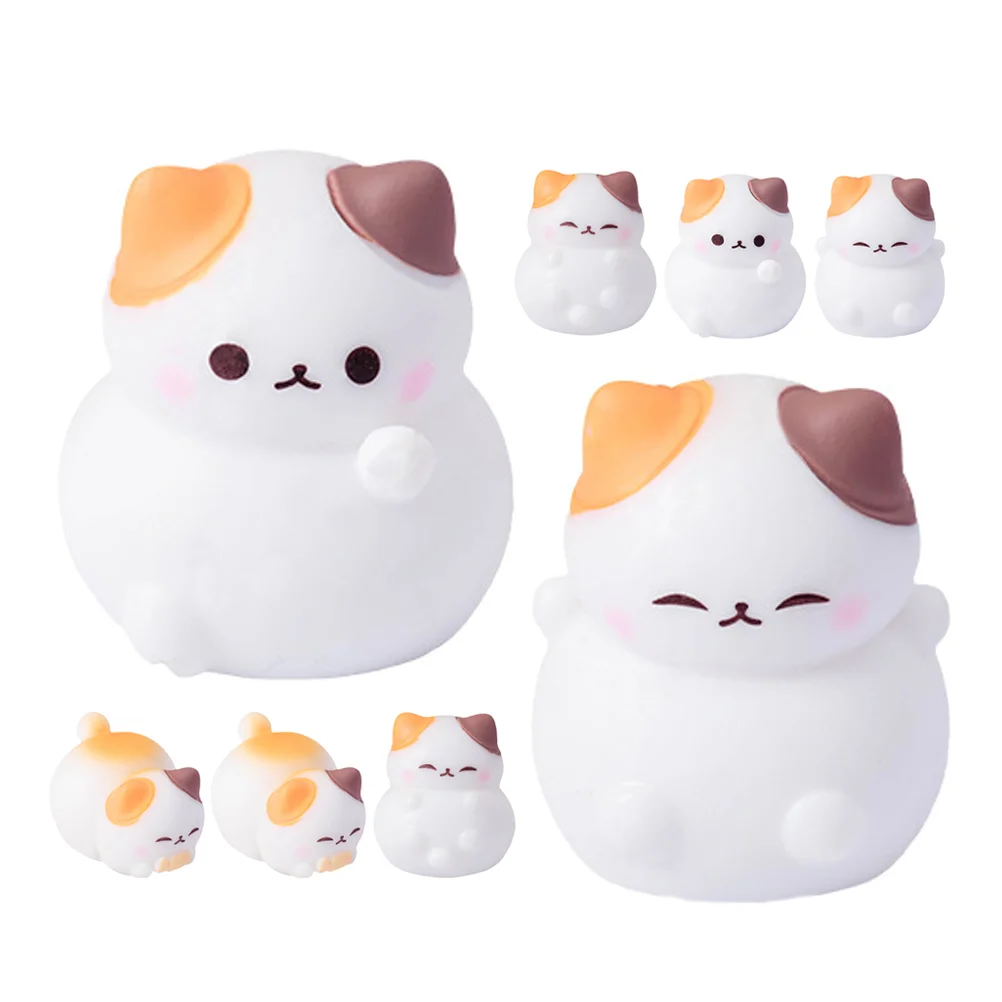 8 Buah Miniatur Model Kucing Patung Kucing Resin Lucu Dekorasi Hewan Lanskap Mikro Ornamen Kucing untuk Peri Kerajinan DIY Kreatif
