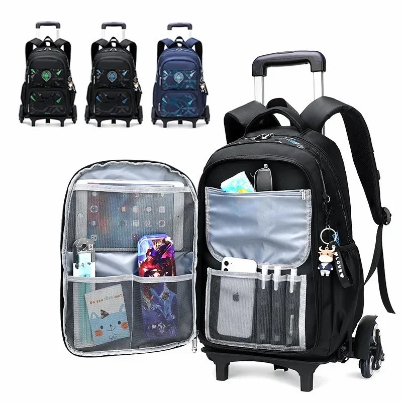 Child Luggage School Bag on Wheels Students School Backpack Can Climb Stairs Casual Suitcase 6-13 Years Children Travel Backpack
