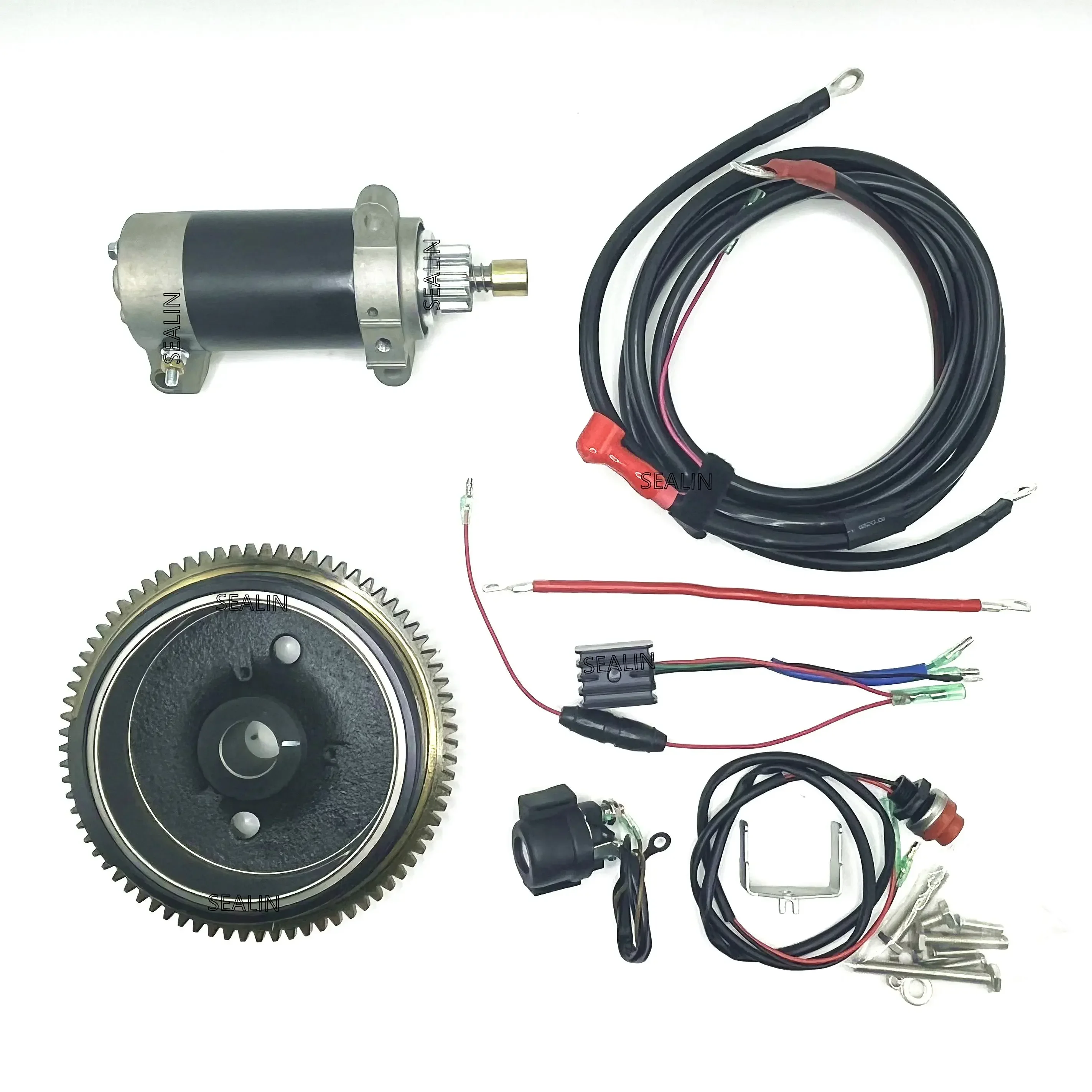 Electric Start Motor Flywheel Kit For YAMAHA F20 6BY 6AH 4 Stroke 20HP F20BMHS F20LMHA F20SMHA F15LMHA F15SMHA Outboard Engine