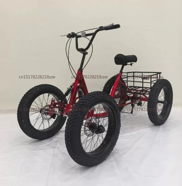 20inch cargo bike fat tire 4 wheel bicycle pedal four wheeler can be used as cargo for city travel with storage basket bicicleta