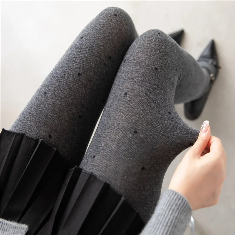 Women's High Waist Leggings Fashion Dot Printed Warm Stretchy Tights Spring High Waist Solid Stockings Sexy Leggings 2025