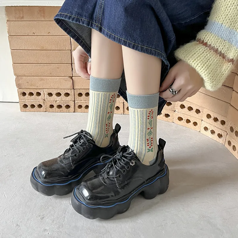 

Модные ретро-носки в стиле Харадзюку для женщин, винтажные уличные носки в корейском стиле, длинные хлопковые носки для школьниц в студенческом стиле