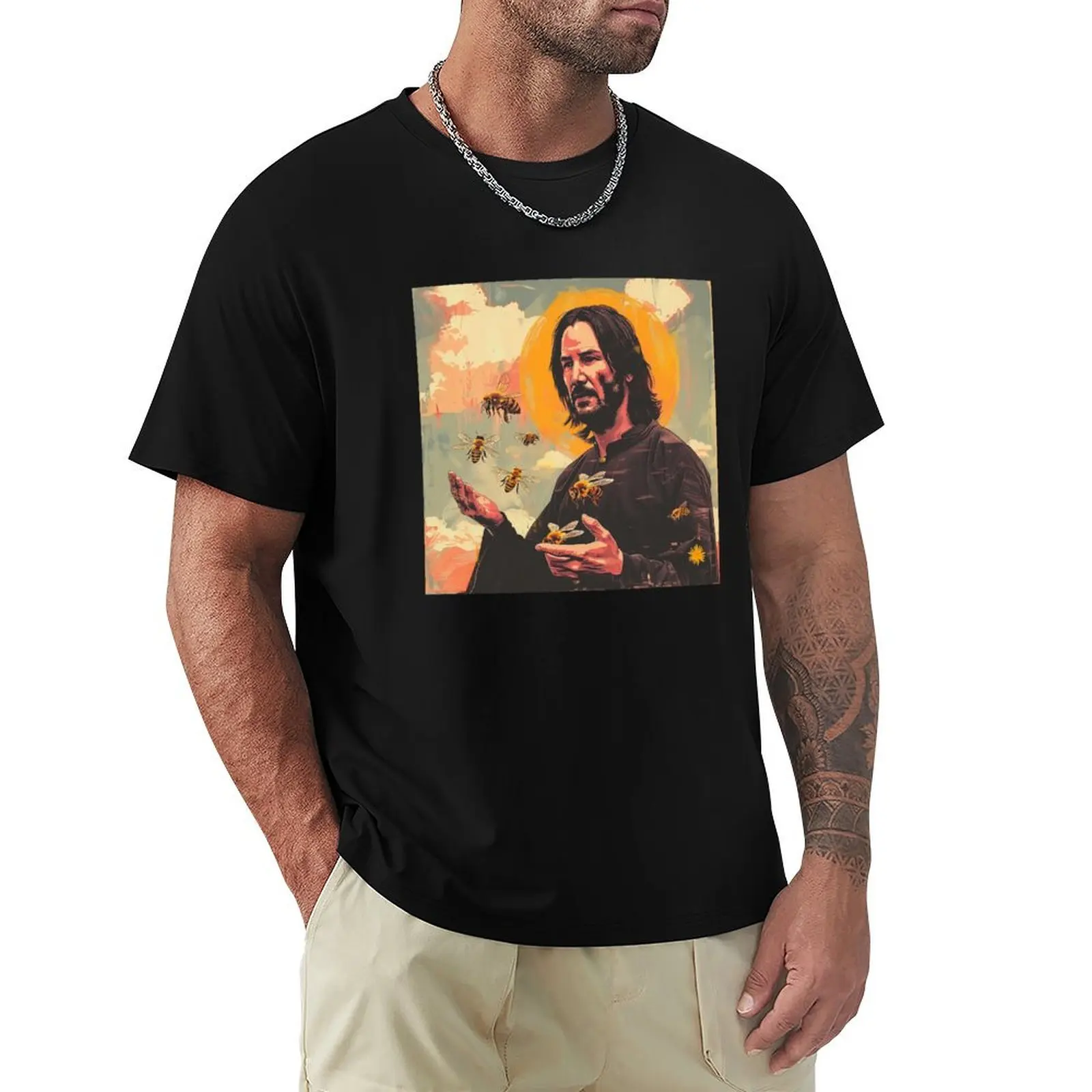 

Keanu Christ, Keanu Saint, John Wick, Bee, BABA YAGA, JOHN WICK and Bees T-Shirt Heavy Duty Casual Work Tee