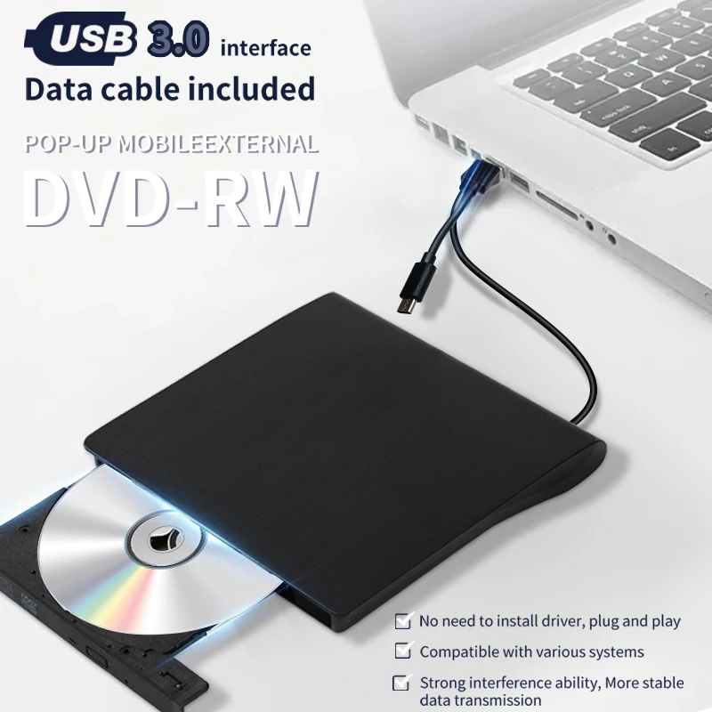 

Портативный DVD-рекордер USB 3.0 Type-c, ультратонкий внешний привод, CD ROM, дисковый ридер, DVD RW, записывающее устройство для ноутбуков и ПК