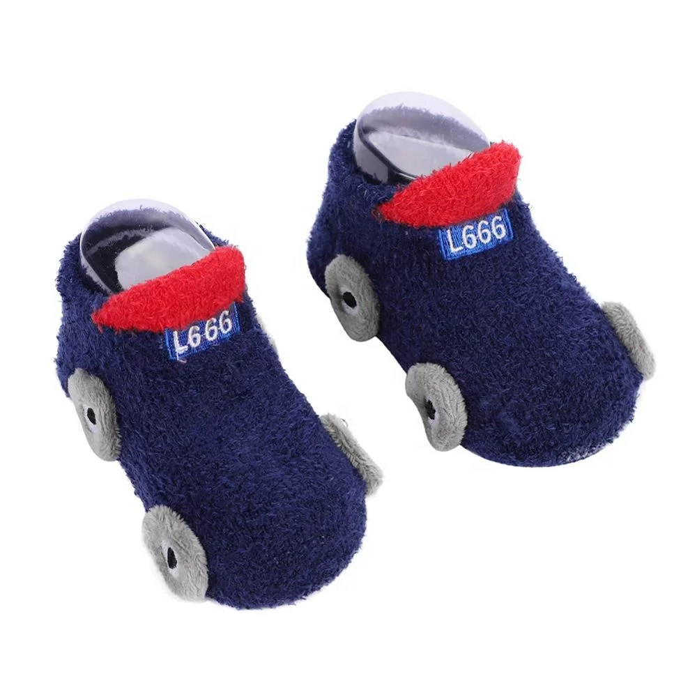 Feather yarn car shape anti-slip footgear & baby boys girls socks