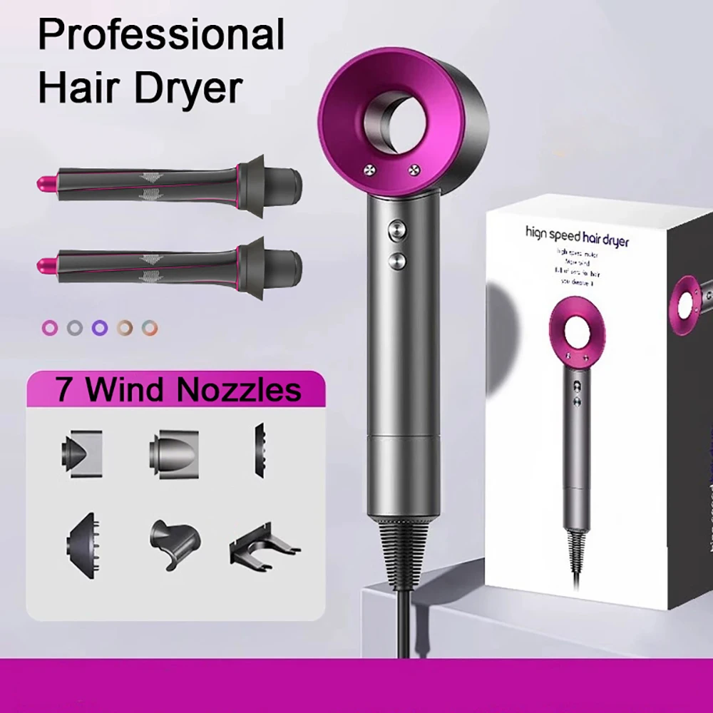 

Новый профессиональный фен 7-в-1 с отрицательными ионами, безлопастной фен для салонов и дома, с постоянной температурой, для ухода за волосами, модель 2026 года