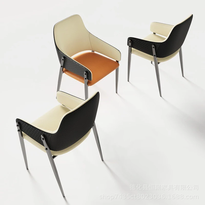 

Italian simple modern light luxury home leather art designer high-end model room negotiation