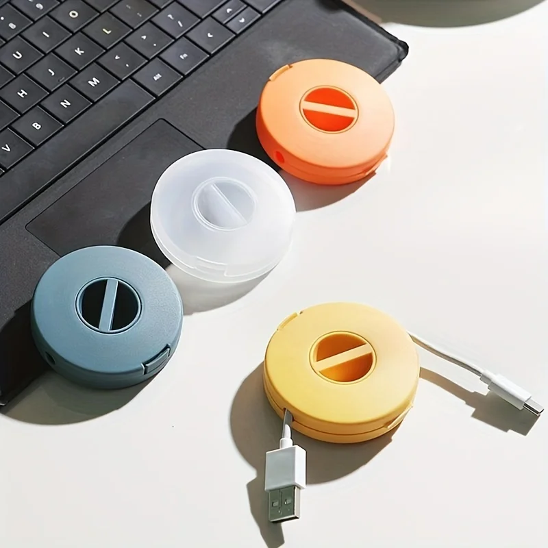 Cable Organizer Rotating Cable Winder Box Plastic Portable Wire Storage Case Phone Holder Mouse Wire Earphone Cord Storage