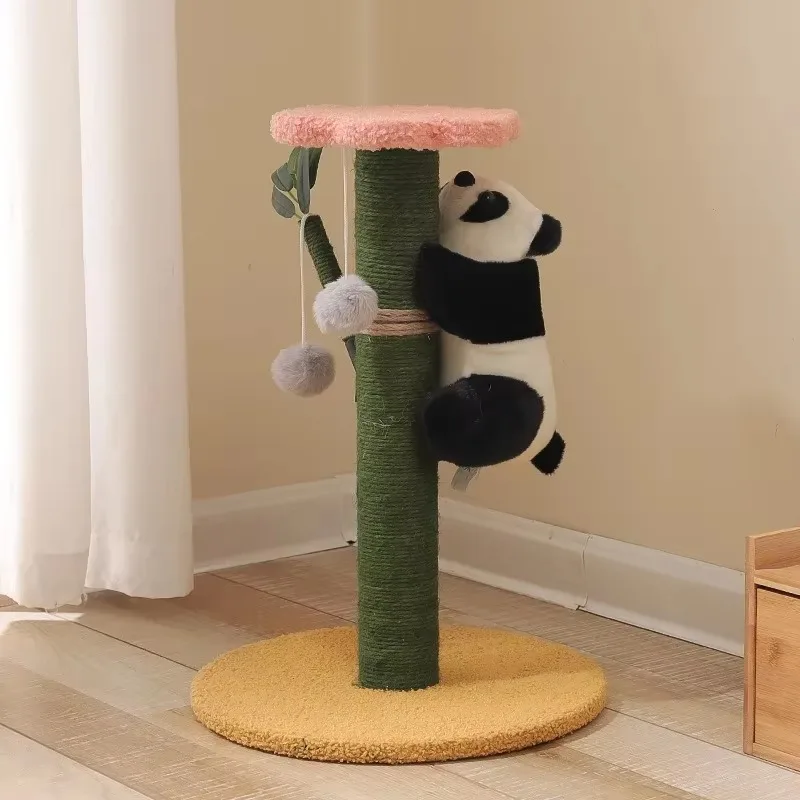 Cat Climbing Frame Sisal Comforts Grinding Claw Nest Wooden Climbing Frame Cat Jumping Platform Cute Panda Modelling Pet Supplie