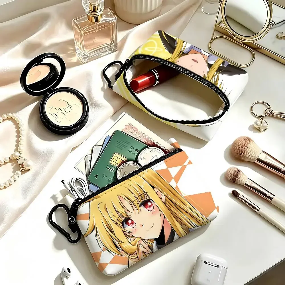 Fate Testarossa Magical Girl Lyrical Nanoha Coin Purse With Carabiner Hook Portable Key Card Wallet Small Zipper Storage Pouch