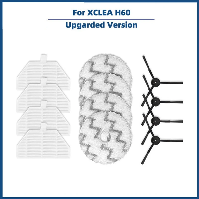 جهاز آلي لتنظيف الأتربة فرشاة جانبية فلتر Hepa ممسحة قماش كيس لجميع الغبار ملحقات لـ XCLEA H60