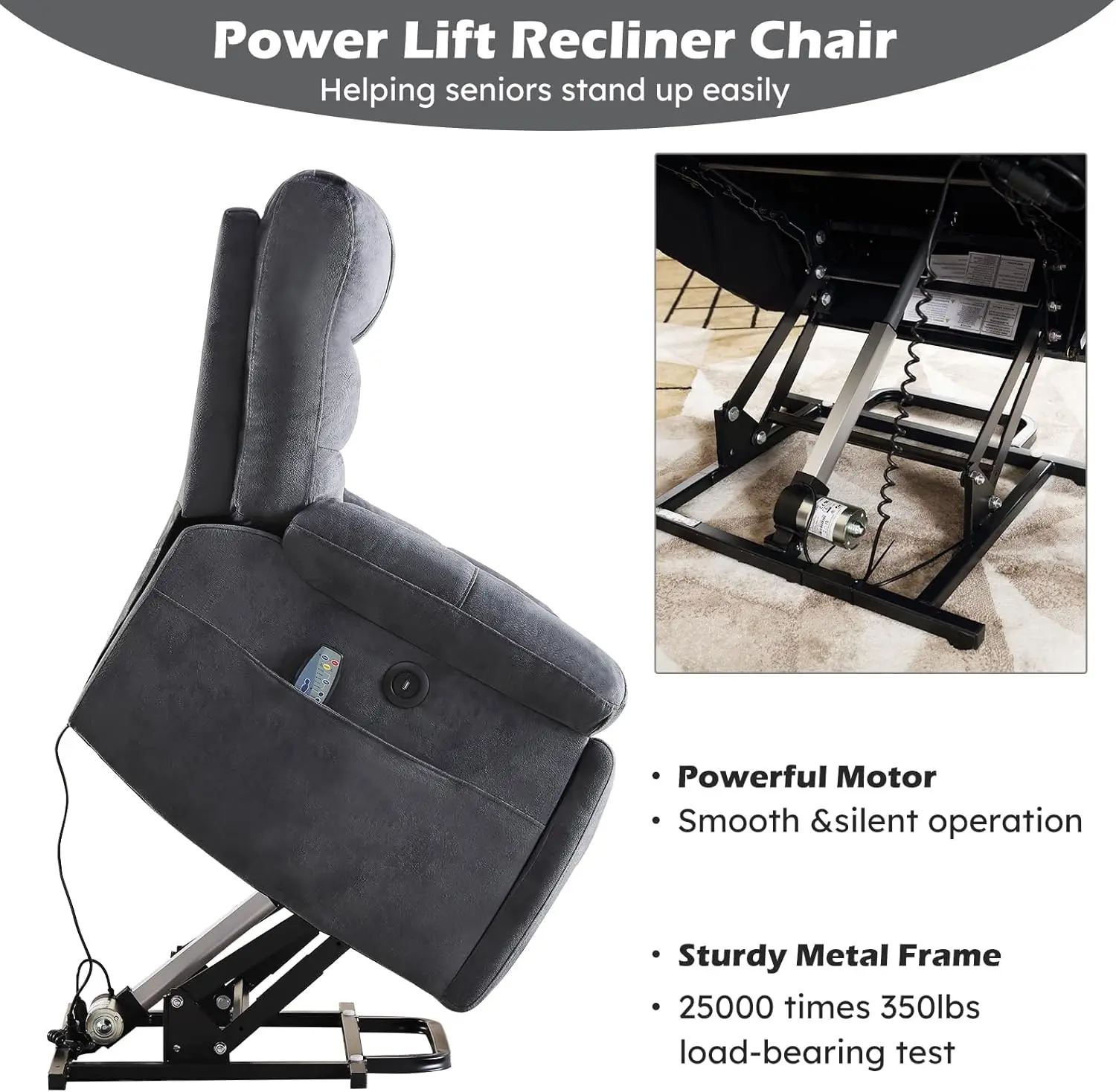 Large Power Lift Recliner Chair for Elderly with Massage and Heated, Heavy Duty Big and Tall Lift Chair for Seniors Reclining Ch