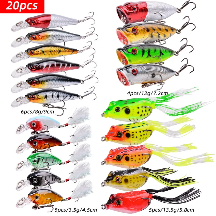 Fishing Lure Tackle Kit Set Hard Bait Artificial Floating Fishing Minnow Crankbait Wobblers Spinner Soft Bait Lures Popper image 2