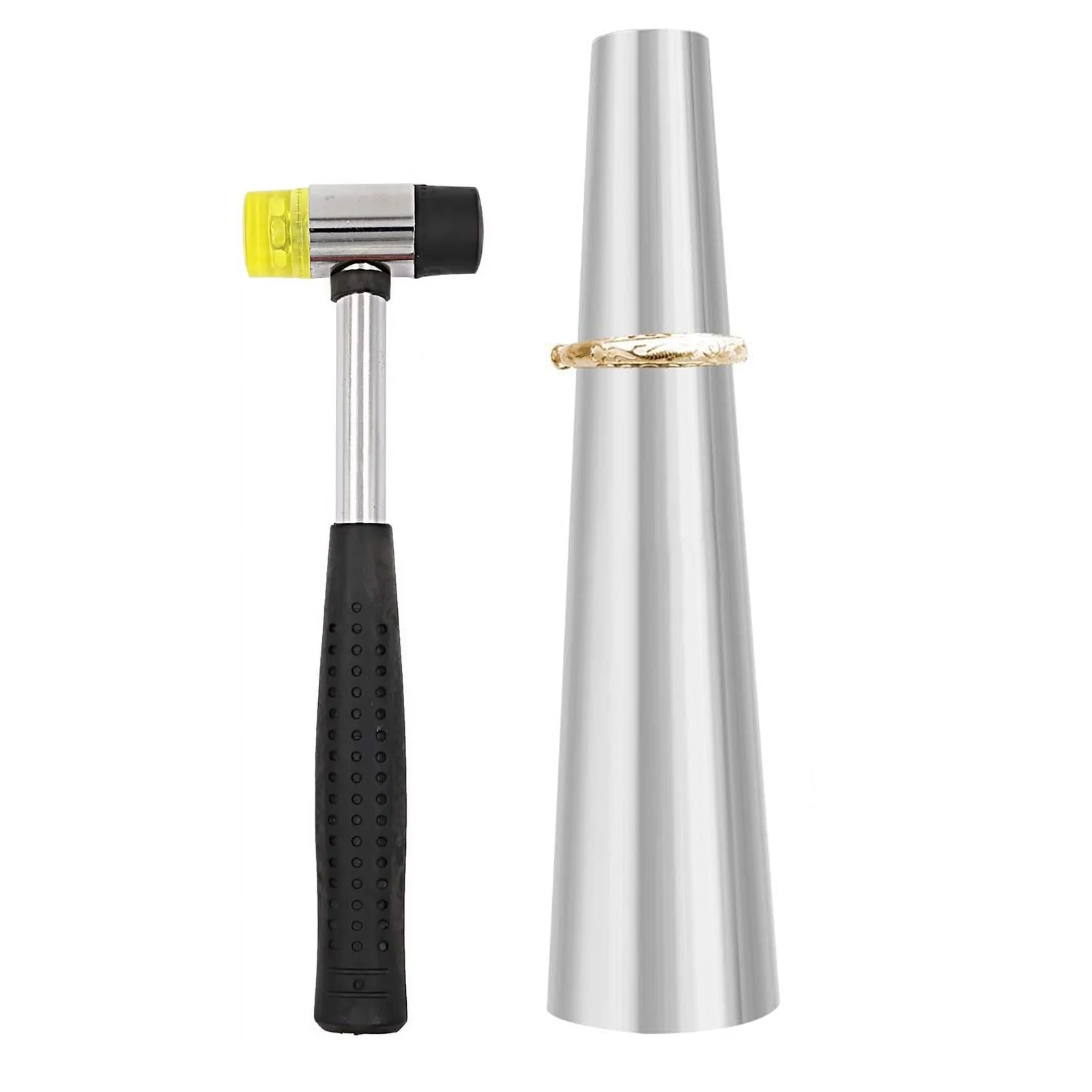 

Round Rings Shaping Making Tool with Rubber Hammer, Metal Bracelet Mandrel Jewelers Making Repairing Tool