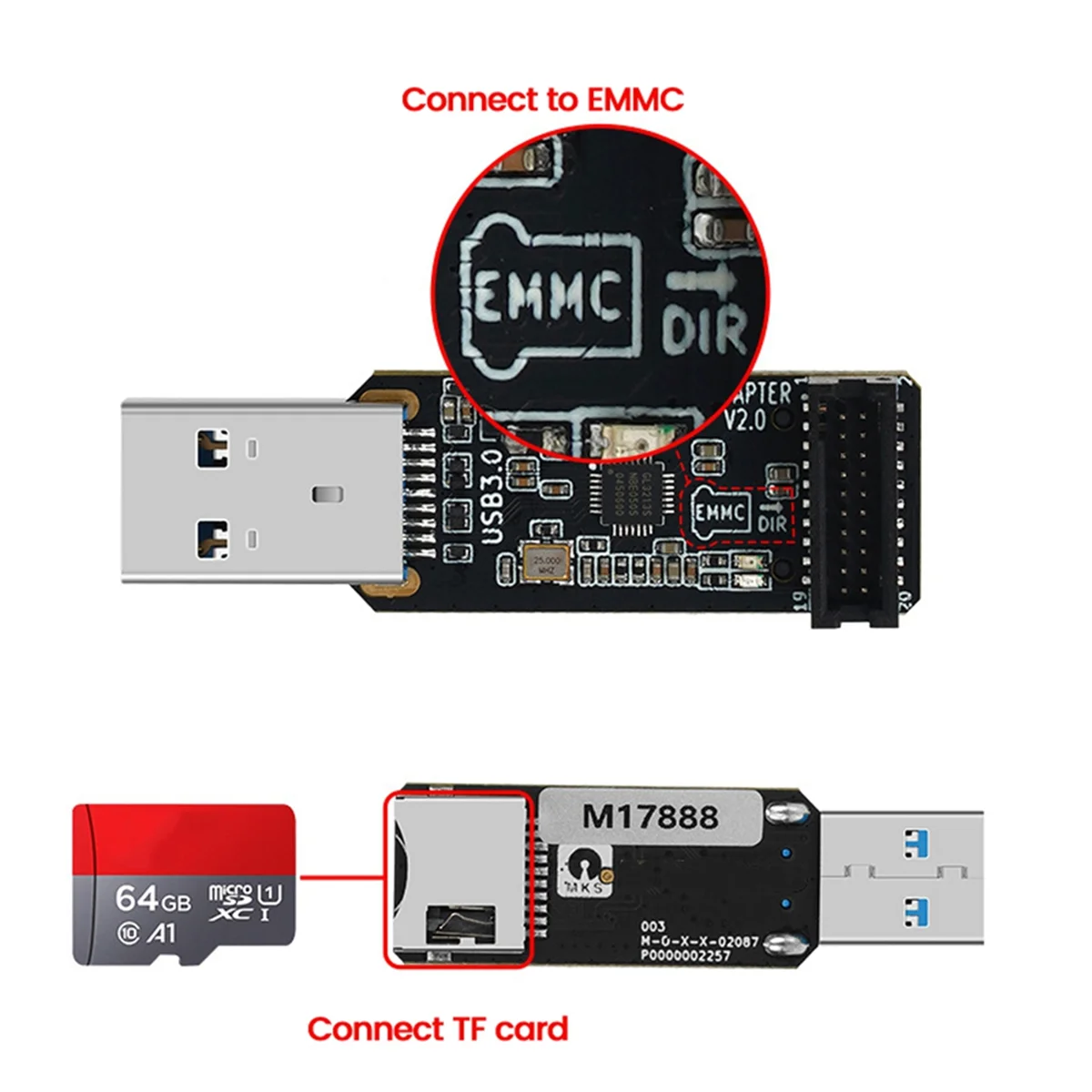 3D Printers Accessory Fast Printing Machine Memory Expansion Card MKS EMMC 32G MKS EMMC-ADAPTER V2 Card Reader