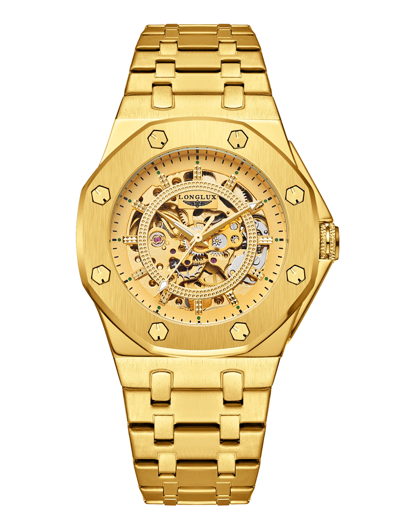 

Mechanical wrist watches luxury style wholesale automatic watch for men gold steel skeleton items men watches 2024 LONGLUX