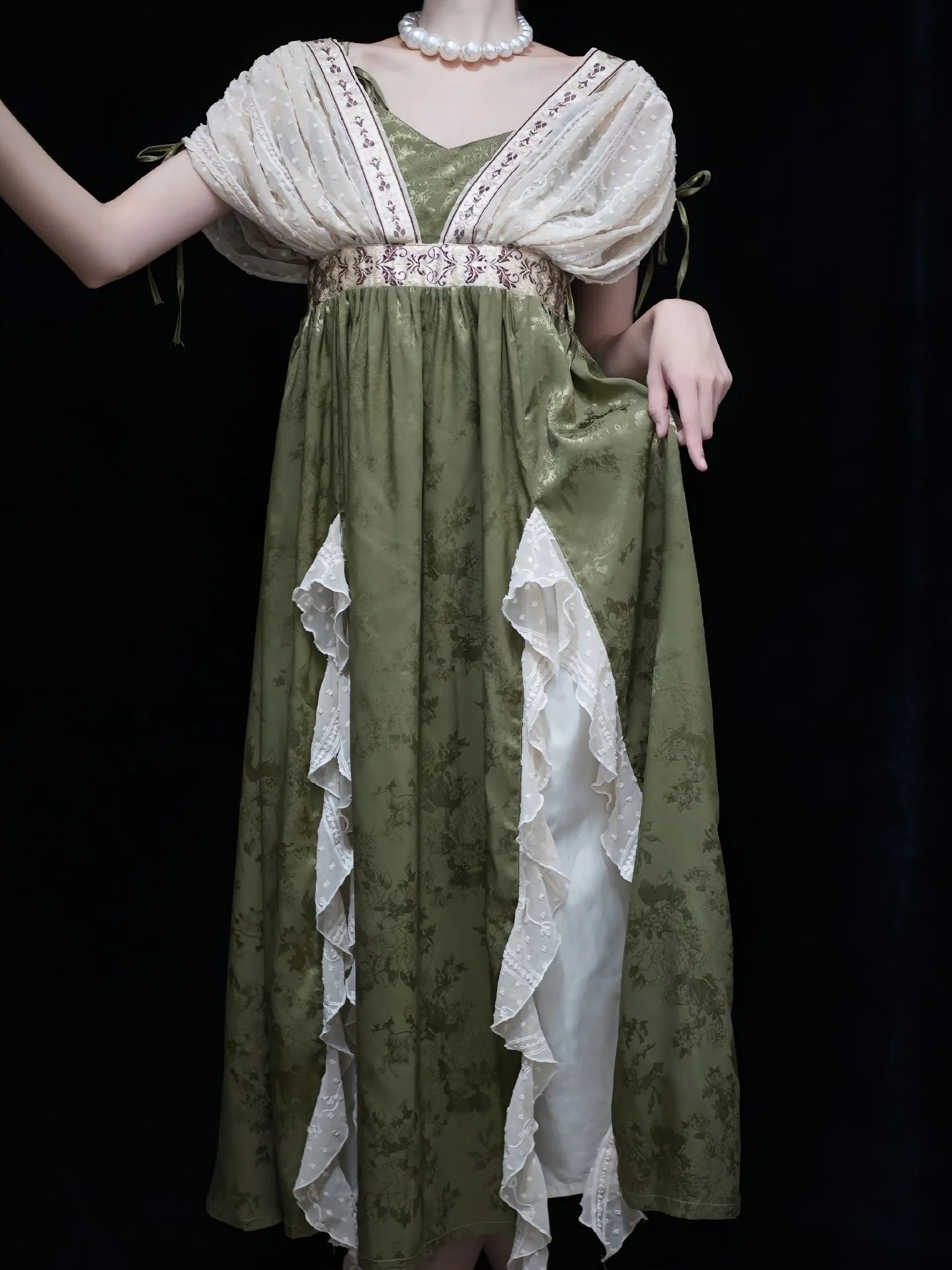 Robe de Cosplay Royale Rétro pour Femme, Style Empereur, Lolita, Palais Médiéval, Costume de Tempérament, Reine, Princesse, Vert, 03