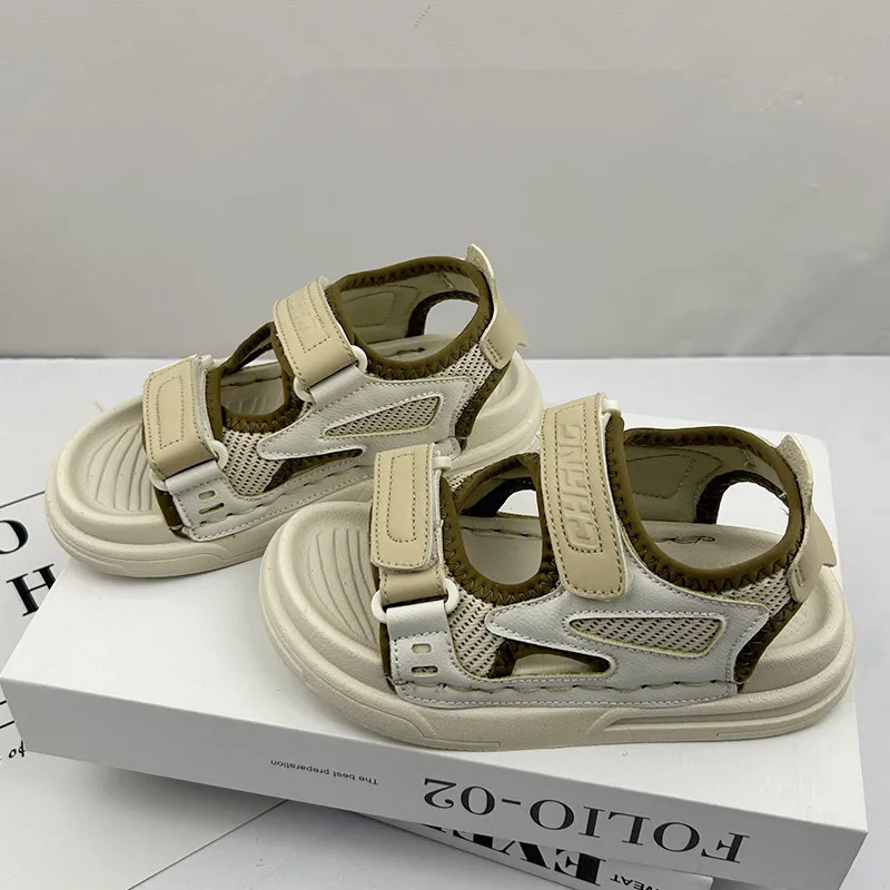 

Kids'Casual Sandals Summer Fashion Outdoor Soft Bottom Children Breathable Anti-slip Beach Shoes Black Khaki Shoes Size 26-37