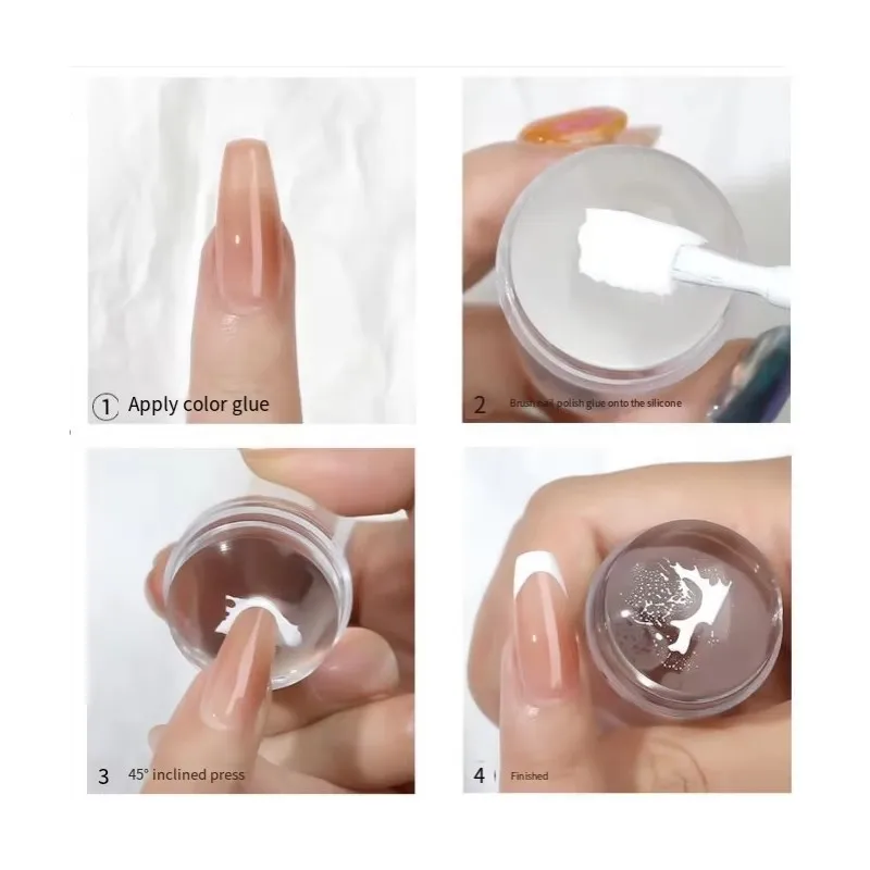 Transparent Nail Stamper with Scraper 2-Piece Set, Silicone Head Stamper for French Nail Printing, Nail Art Stamping Template, Nail Care Products image 3
