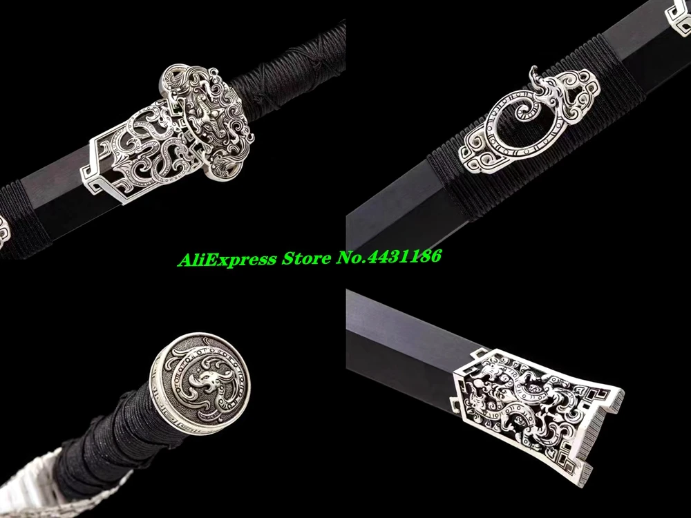 Dragon Sword Tradition Handmade Chinese Han Dynasty KungFu/WuShu Jian Folded Forge Double Edge Damascus Steel Blade