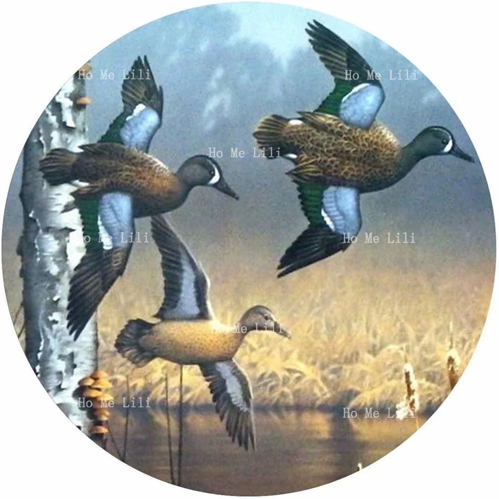 Duck Hunting Art Duck Fly Waterfowl Retro Round Metal Sign Decor Wall Art Posters Gifts For Door Plaque Home Bars