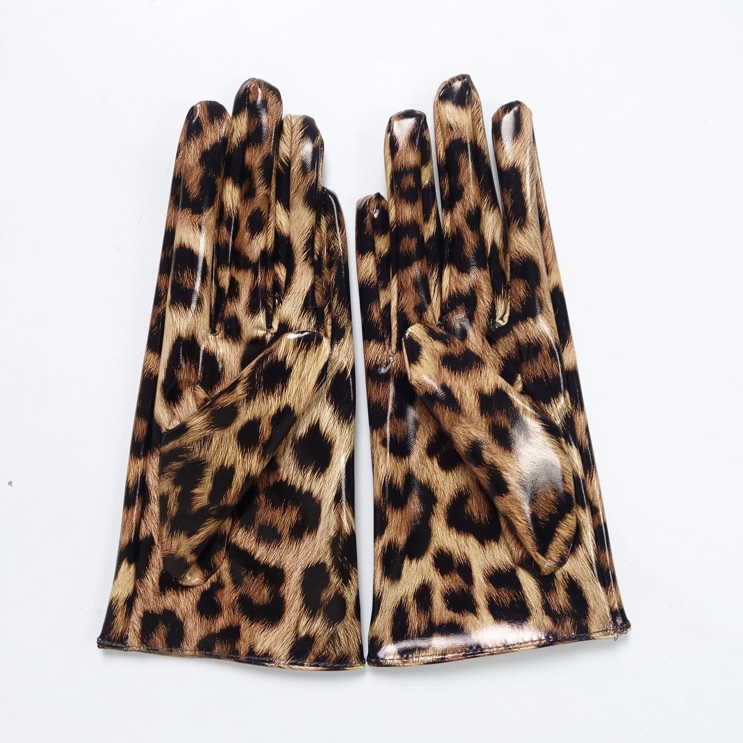 8 Zoll (21 cm) Damen-Lederhandschuhe, modische, glänzende Kunstleder-PU-Beschichtung, Jaguar-Leoparden-Muster, schmal geschnitten, für besondere Anlässe, Handhandschuhe – Detail 2