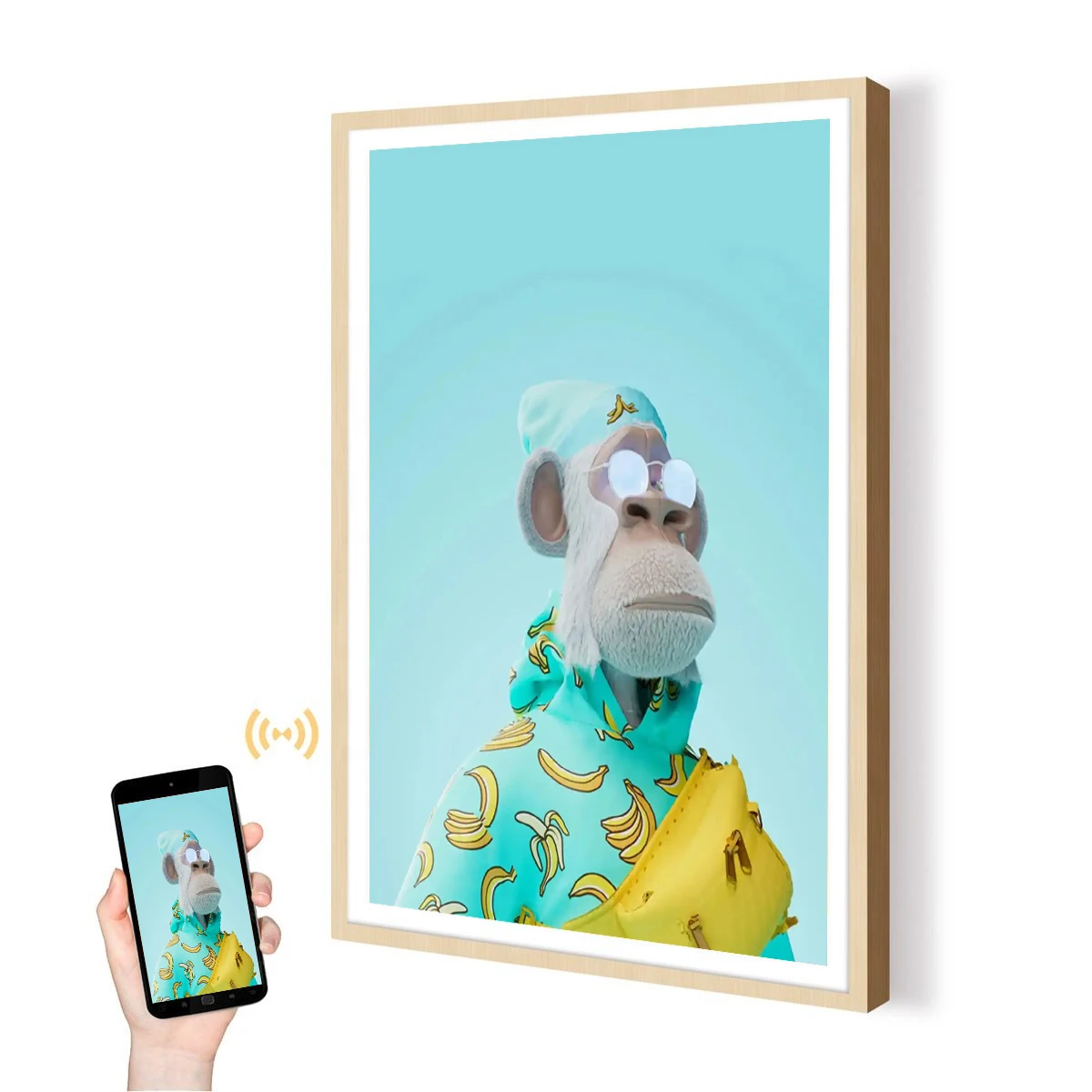 

27 Inch Smart Cloud Photo Video Nft Display Screen High Definition Portable Art Wifi Display Digital Picture Frame Wooden