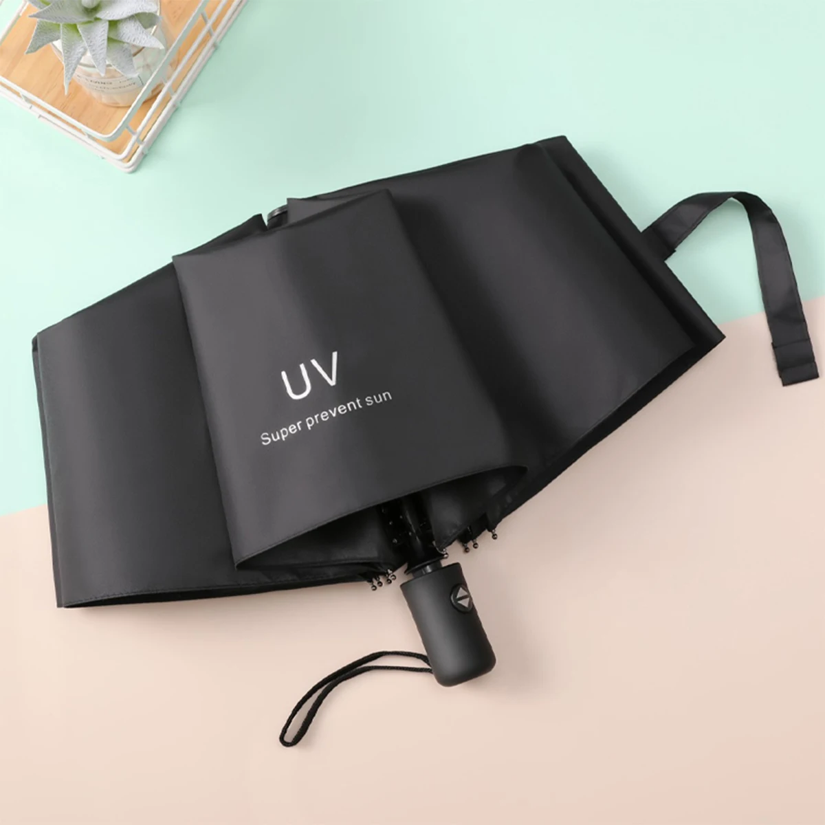 

8-Rib Automatic High Quality Umbrella - One-Touch Open/Close, Compact Foldable Design for Men & Women, Navy & Black, Business &