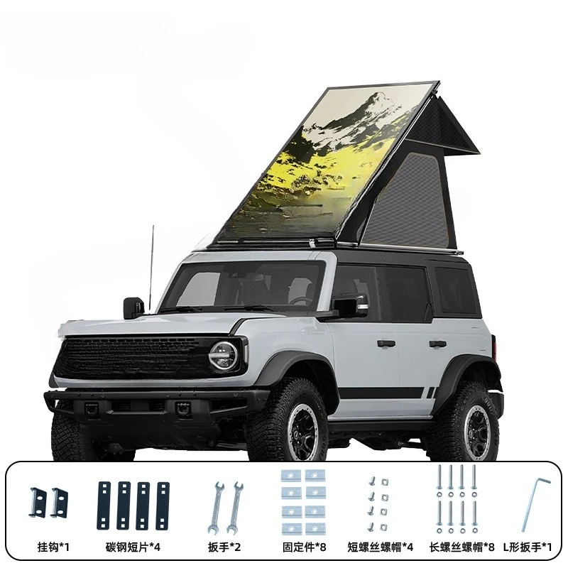 Ultra-thin Roof Tent Aluminum Alloy Triangular 8CM Ultra-light Speed Open Hard Top Car Tent