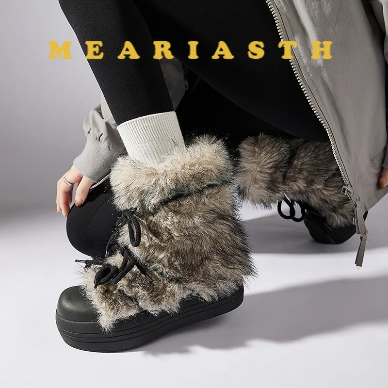 

Women Snow Boots Ankle Fur Winter platform Slip Snow ski Boots Women's 2026 Winter New Thick Bottom Short Boots Cotton Shoes