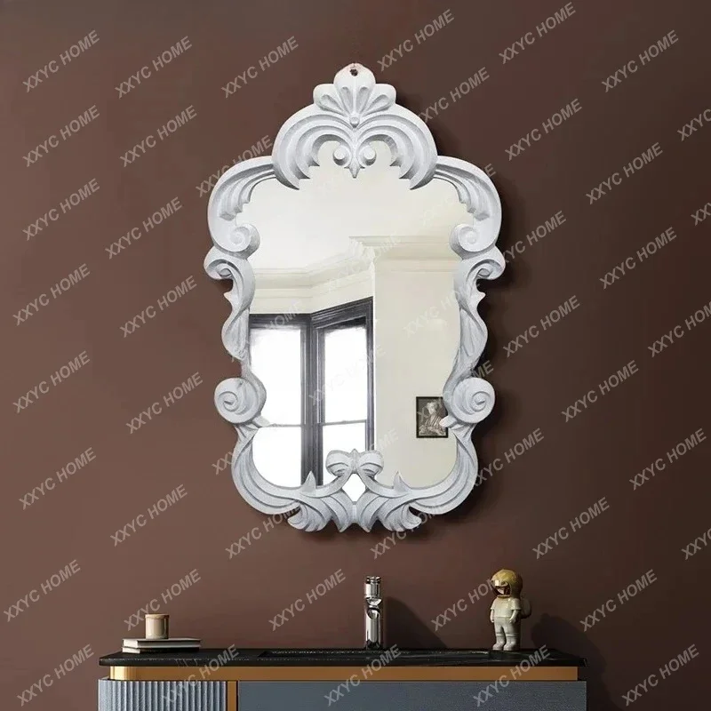 MMedroom light luxury, entrance fireplace dining side wall-mounted decorative mirror French retro bathroom cosmetic mirror CQY
