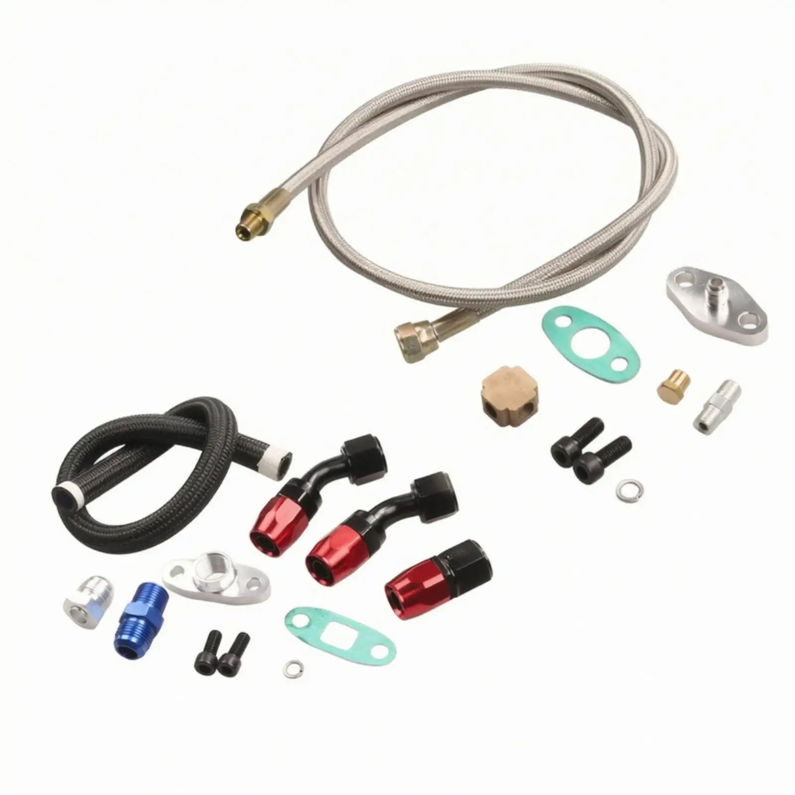 Performance Turbo Oil Line Assembly Stainless Steel Braided Hose with Fittings for Reliable Lubrication