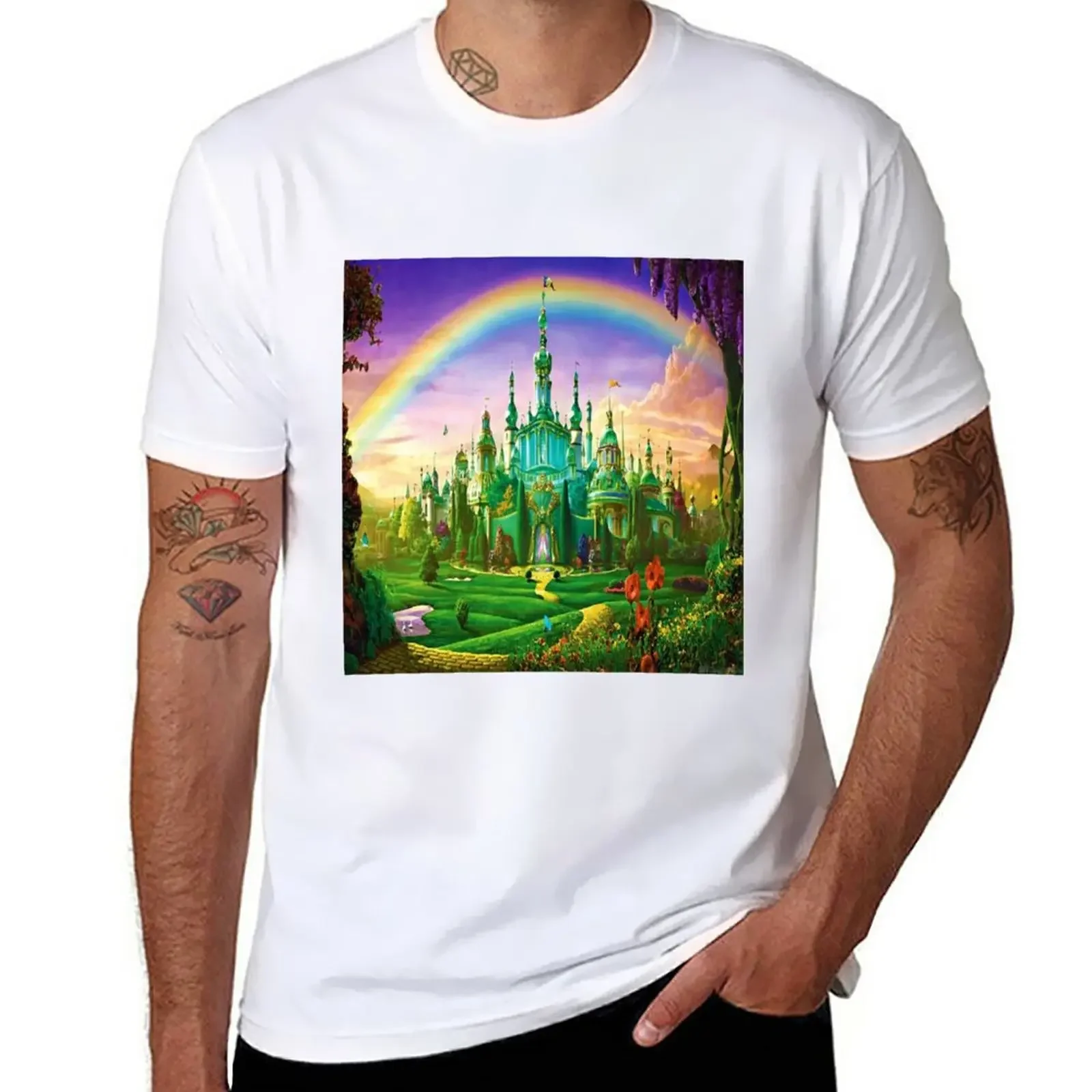 emerald city wizard oz print digital art edit mysticladyartmask T-Shirt sweat customs design your own mens t shirt