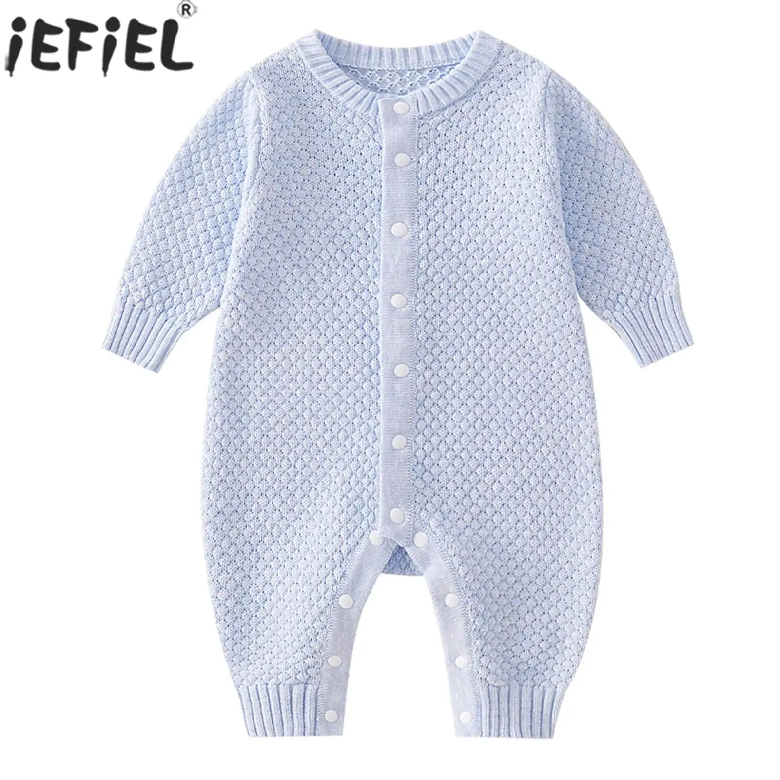 

Newborn Baby Casual Sweater Romper Long Sleeve Solid Color Knitted Jumpsuit Fall Winter Daily Birthday Party Costume Loungewear