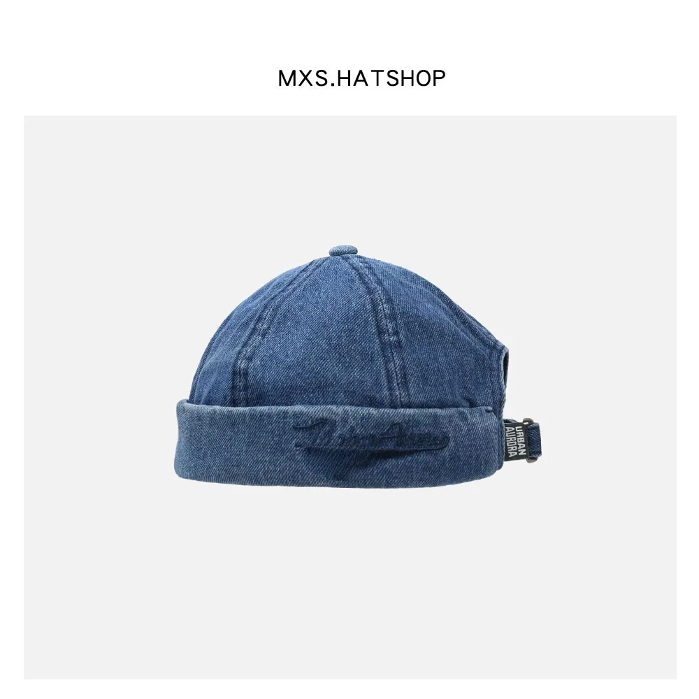 

Retro Washed Denim Hipster Watermelon Hat Unisex Street Style Sailor Beret Cap Spring Fashion Accessory for Youth Shopping