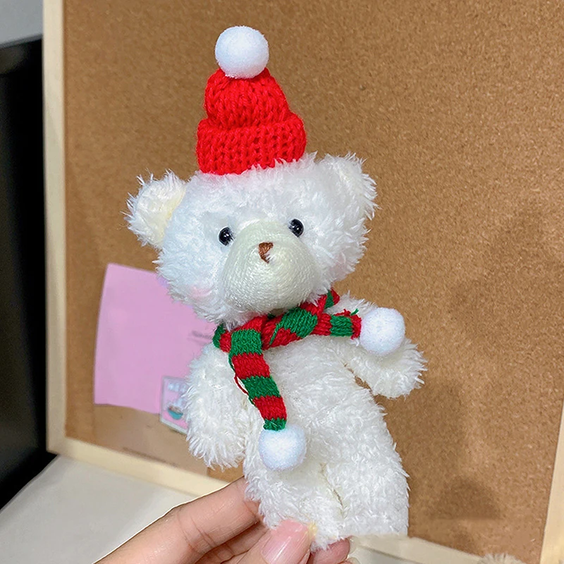 Kawaii Christmas Bear Keychain Cartoon Cute Plush Bear Pendant Children Toys Fashion Backpack Decoration Accessories Gifts