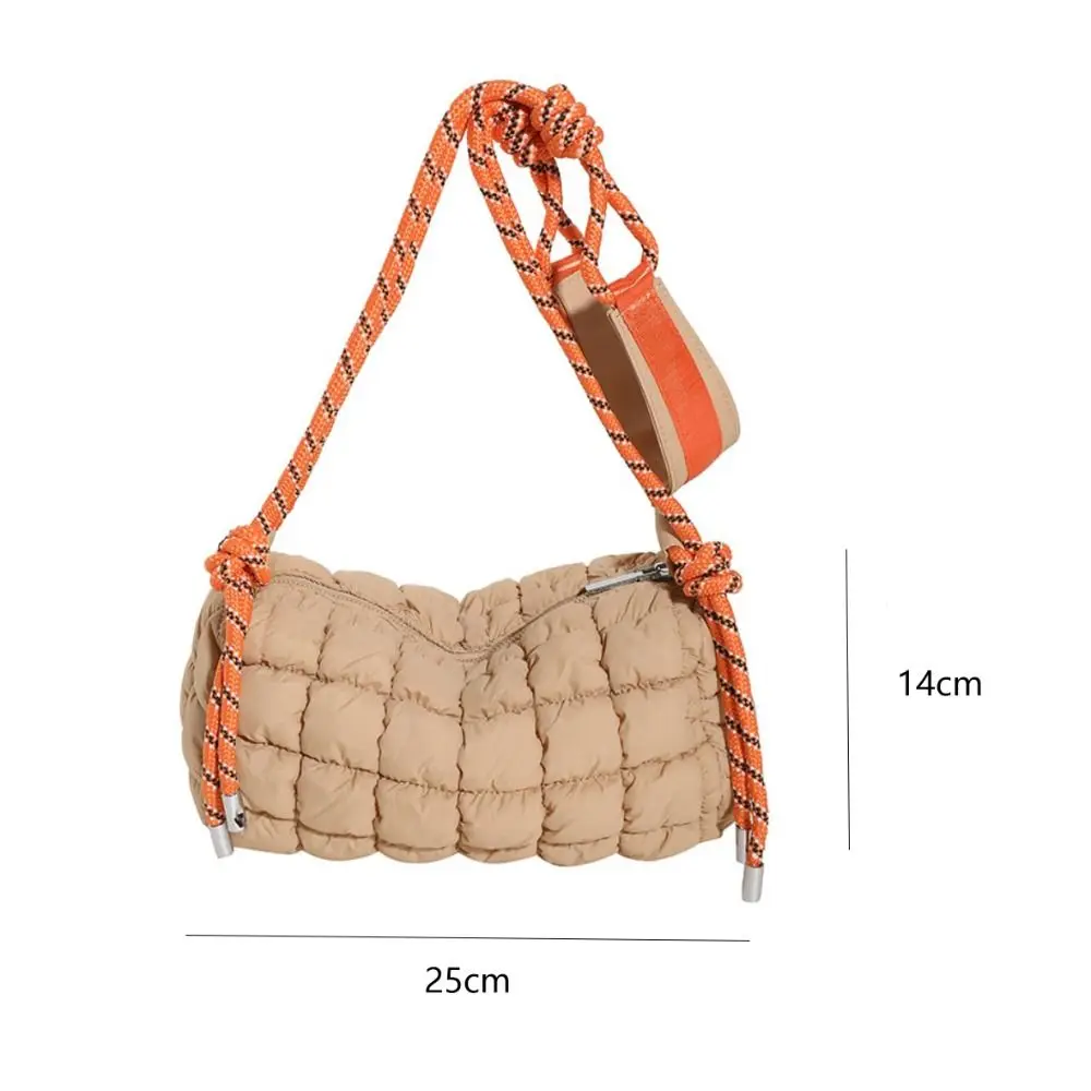 Bolso de hombro a cuadros de gran capacidad para mujer, bolso de mano acolchado de algodón, cálido y ligero, informal, de nailon