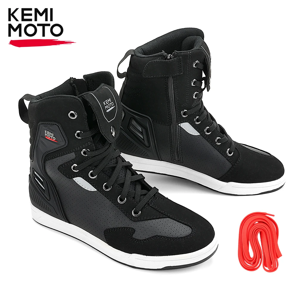 

Motorcycle High-top Shoes Men Boots Riding Casual Sneakers Anti-collision Reflective Cycling Protection Anti-slip Motobike Gear