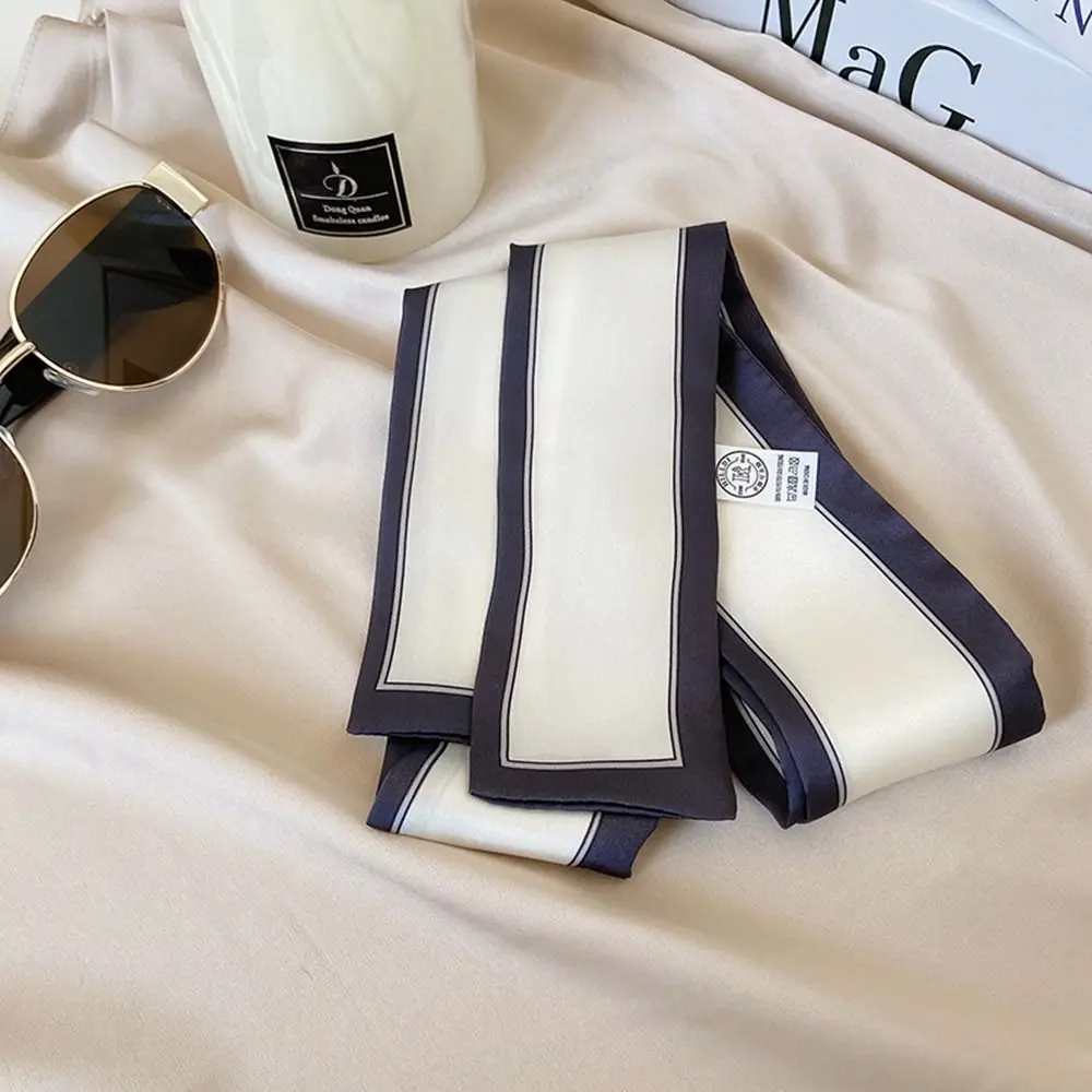 

Style Simple Neckerchief Wraps Tie Stripe French Ribbon Headband Small Long Scarf Printed Scarf Silk Scarf Korean Style Scarves