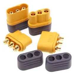 MR60 MR 60 Fireproof Female Male Three-core Connector With Sheath 3.5mm Brass Gold Plated For Lipo ESC RC Model