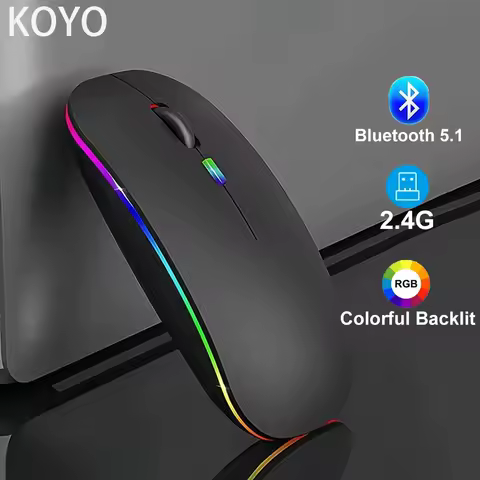 2.4G Wireless Bluetooth Mouse Dual Mode 1600DPI Gaming Mouse Rechargeable RGB Ergonomic Silent Click for PC iPad Laptop
