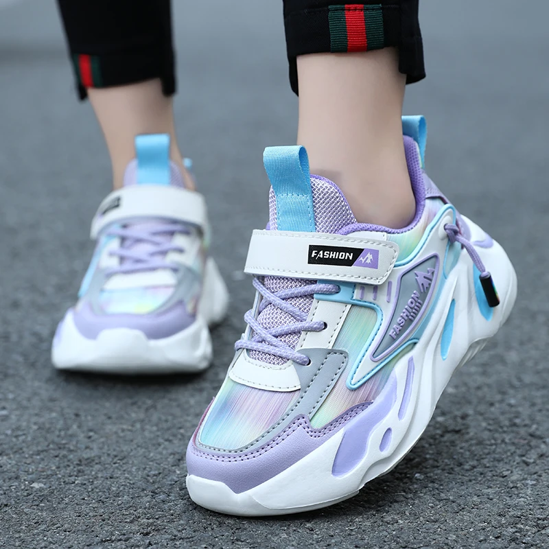 Sepatu Kets Kulit Musim Gugur Musim Dingin Sepatu Olahraga Kasual Merah Muda Fashion Anak Perempuan untuk Anak Perempuan Sepatu Kets Desainer Anak Platform Nyaman Pelatih