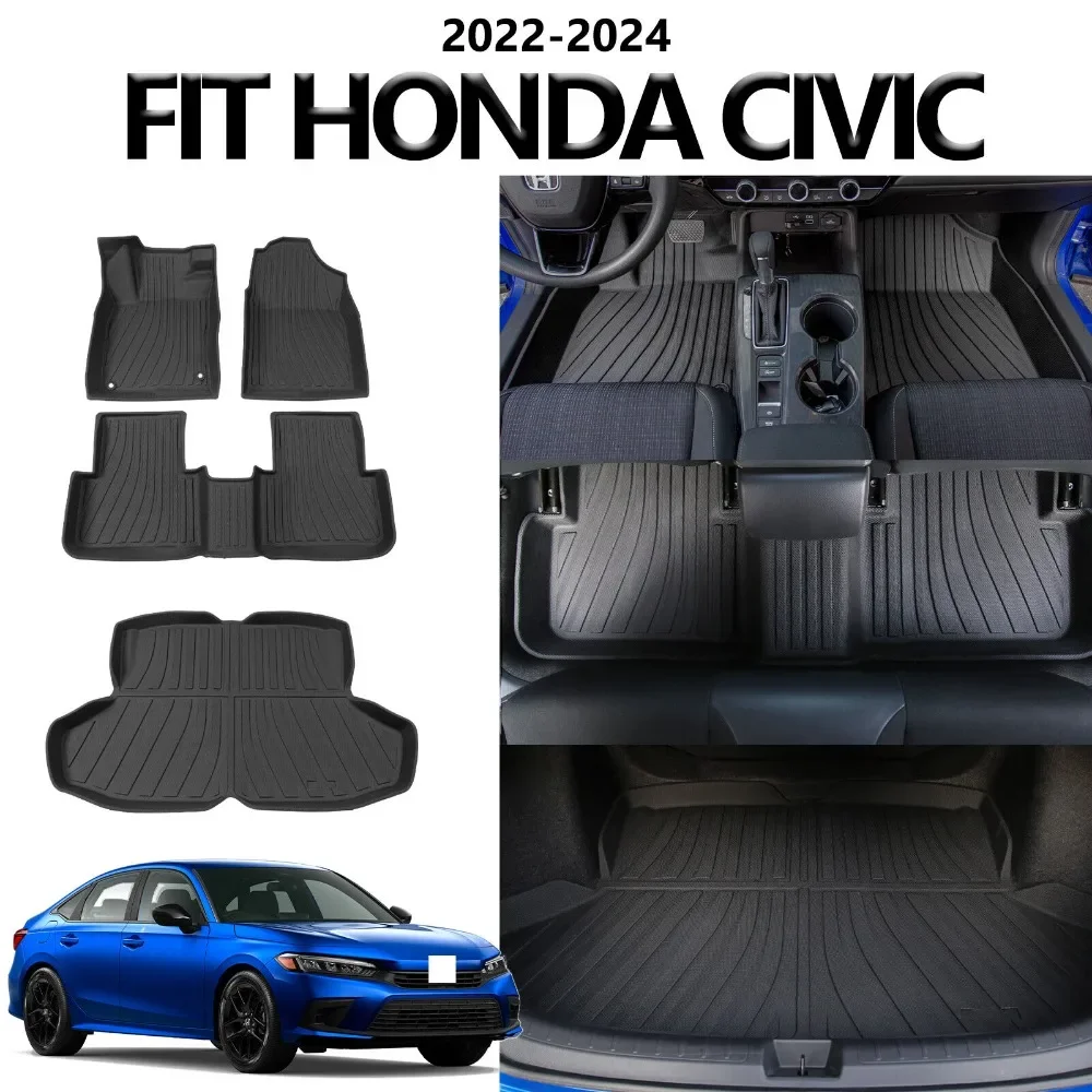 

Fit 2022-2024 Honda Civic Sedan Cargo Mats Floor Mats Trunk Liners Anti-Slip TPE United States