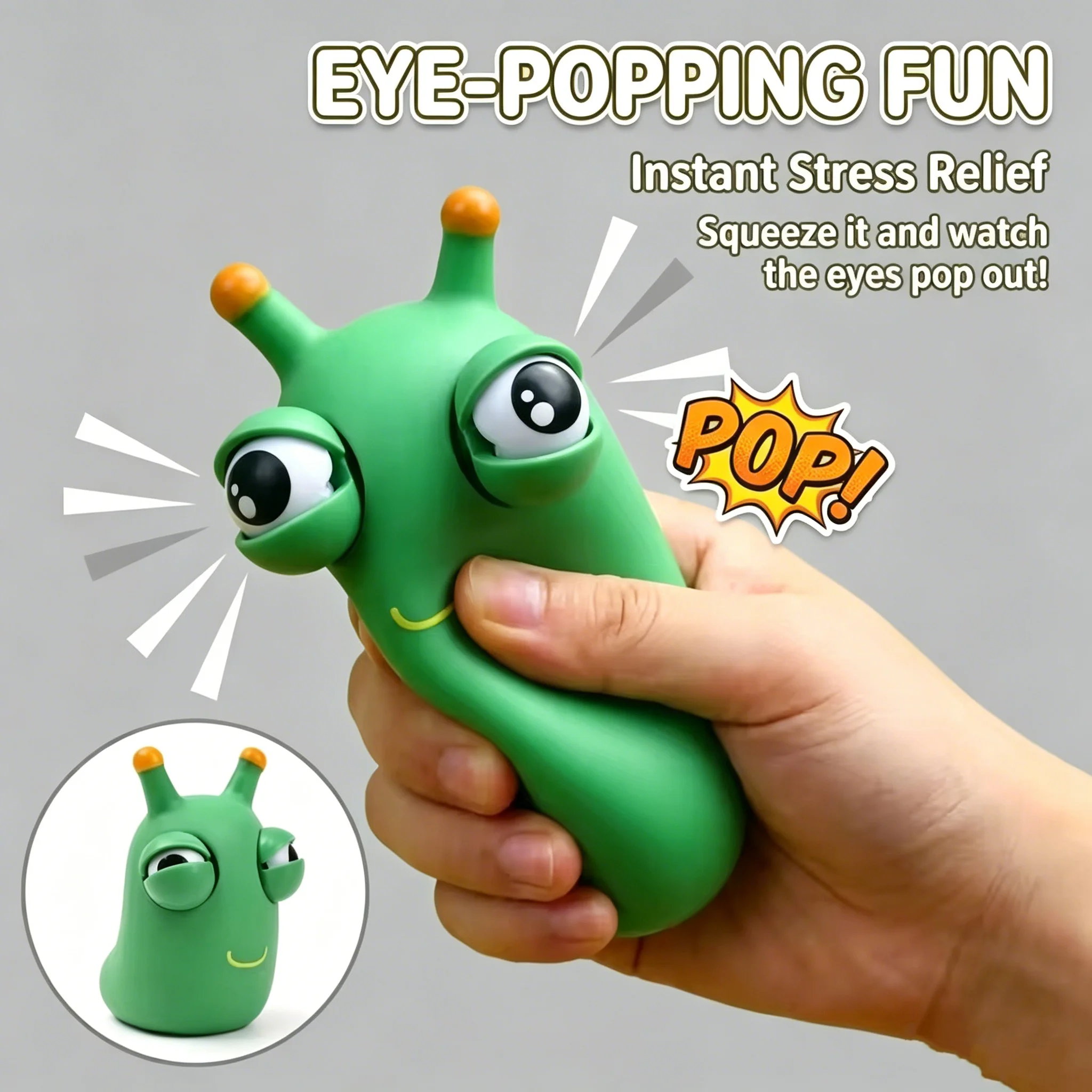 1/3Pcs Fun Cute Green Worm Squeeze Eye Popping Toy Fidget Sensory Stress Relief Physics Science Edu Kids Birthday Gifts Decorati