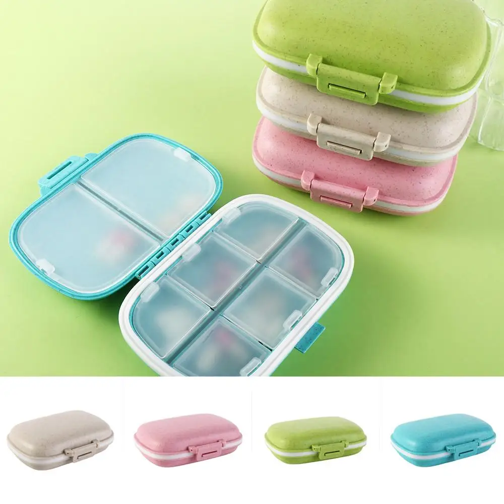 

Medicine Box 8 Grids Pill Cases Plastics Portable Pill Splitters Moisture-proof with Seal Ring Household