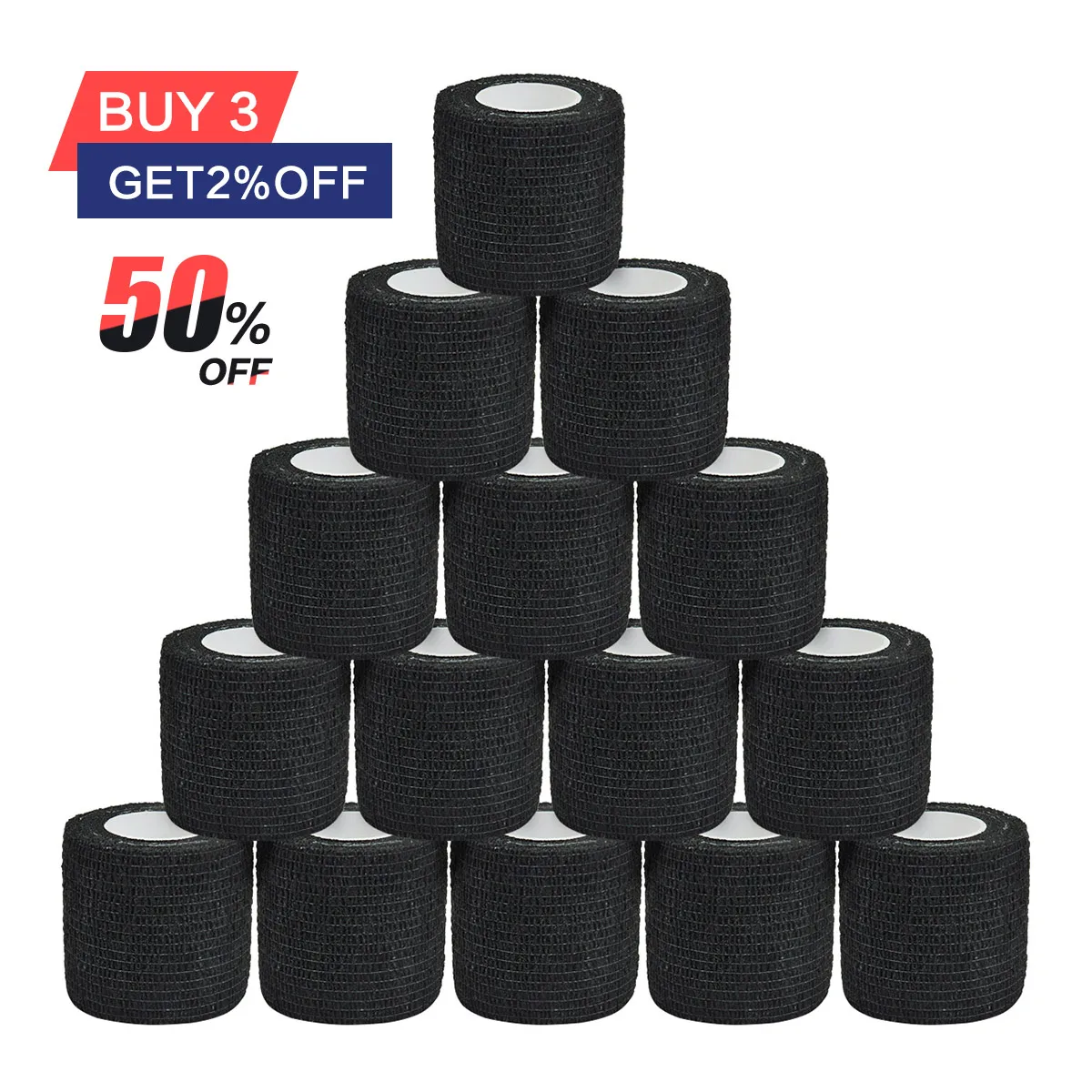 1/6/10Pcs 4.8m Black First Aid Self Adhesive Cohesive Elasticity Bandages Sports Tape for Wrist Ankle Sprains & Swelling