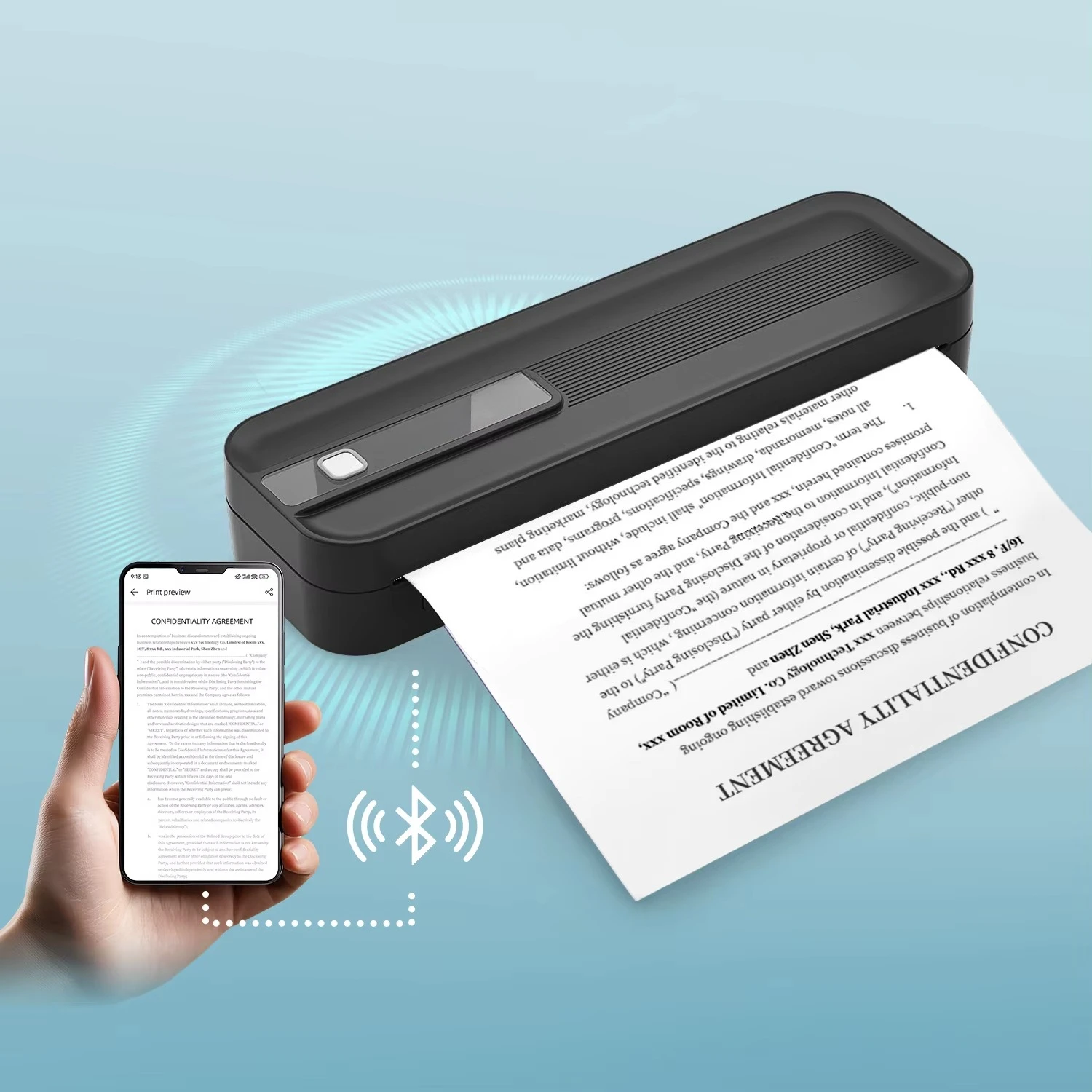 203dpi Portable Inkless Technology  USB  Dual Connectivity Handheld A4 Thermal Printer