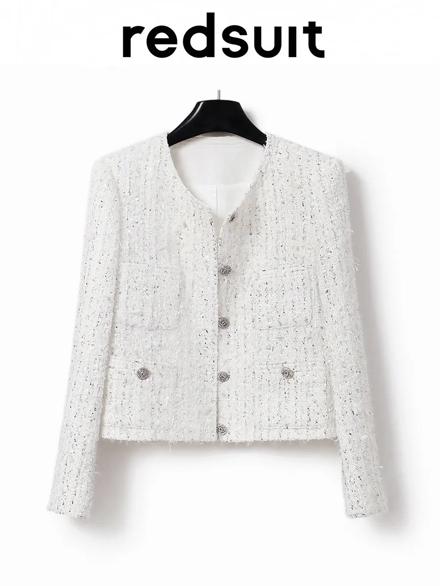 New Heavy Industry Fashion White Glitter Exquisite Versatile Coat Custom size