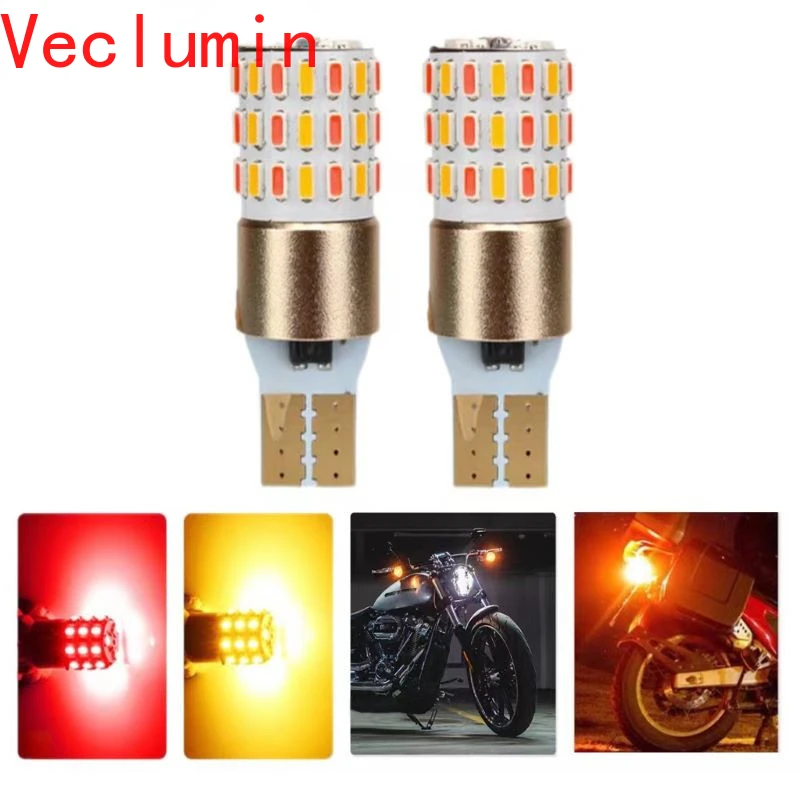 Motorcycle Highlight T10 Width Light Two-Color Turn Light T15 3014 54smd W5w Tail Bulb Driving Light red yellow ice blue pink